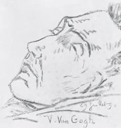 Portret van Vincent Van Gogh (1853-90) op zijn sterfbed, 29 juli 1890